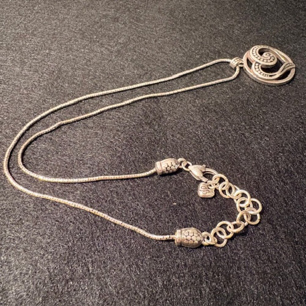 Brighton Ayu Heart Retired Pendant Necklace Pebble Dot Circular Silver Plated - Picture 5 of 7